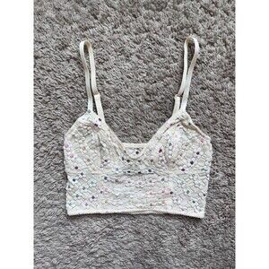 Free People Floral Lace Bralette in Ivory Size XS